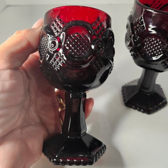 Vintage Avon 1876 Cape Cod Collection Ruby Red Set Of 2 Cordial Glasses - Picture 9 of 10